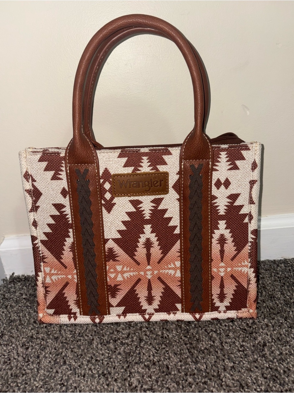 Wrangler Brown, Cream & Peach Aztec Tote